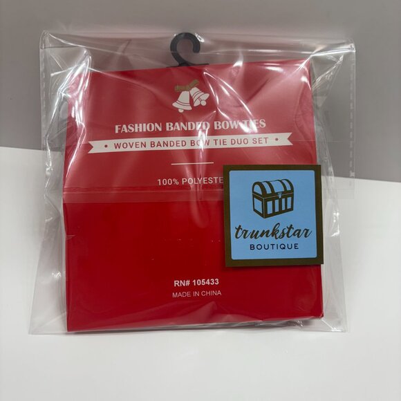 Christmas Bow Tie Duo/ Set - Men's -Red & Santa/Tree Print - OS - NWT - Picture 6 of 6